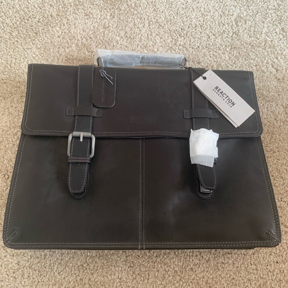 NWT Kenneth Cole Reaction “Flap-py Go Lucky” black briefcase